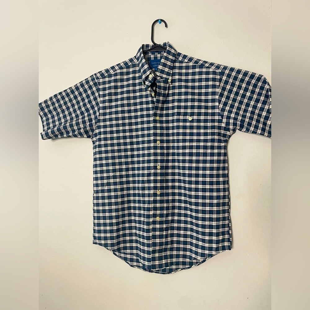 Towncraft Navy and White Plaid Button Down Shirt
